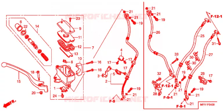 MAITRE CYLINDRE DE FREIN AVANT Honda MOTO 1300 VT 2017  VT1300CXAF_J