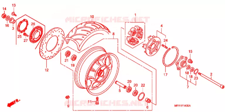 ROUE ARRIERE Honda MOTO 1300 VT 2011  VT1300CXB