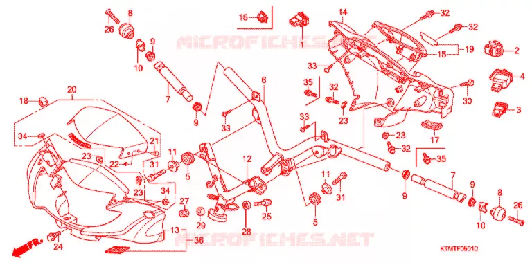 GUIDON - CARENAGE (2) Honda MOTO 125 WAVE 2007  ANF125ST7