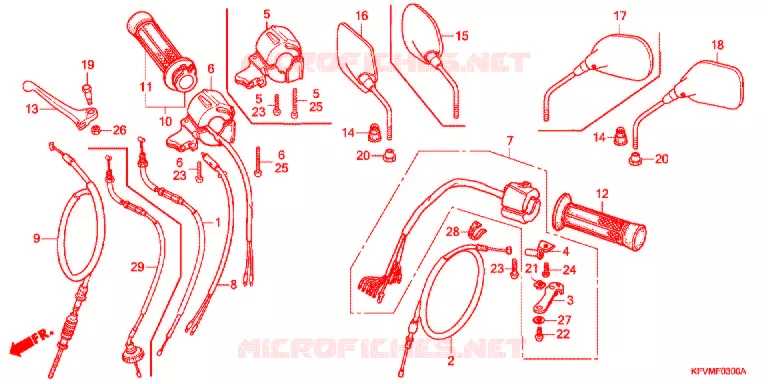 LEVIER DE GUIDON - CABLE - COMMODO Honda MOTO 100 C100 2004  C100M4_MA