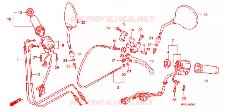 LEVIER DE GUIDON - CABLE - COMMODO Honda MOTO 750 SHADOW 2011  VT750C2BA