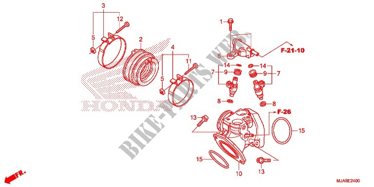 COLLECTEUR D'ADMISSION pour Honda SHADOW VT 750 AERO ABS GRAY 2014