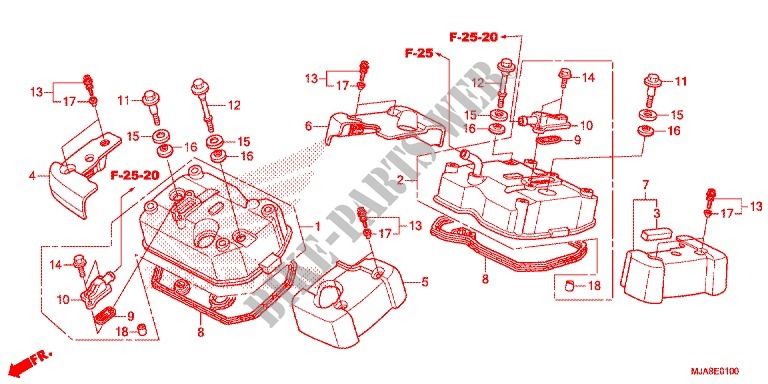 COUVRE CULASSE pour Honda SHADOW VT 750 AERO ABS GRAY 2014