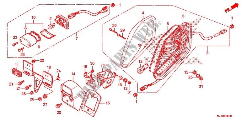 FEU ARRIERE (VT750C/CA/CS) pour Honda SHADOW VT 750 AERO ABS GRAY 2014