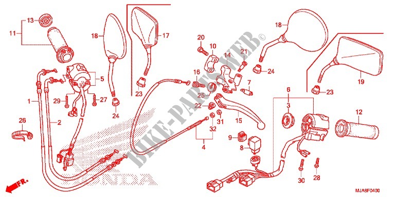 LEVIER DE GUIDON   CABLE   COMMODO pour Honda SHADOW VT 750 AERO ABS GRAY 2014