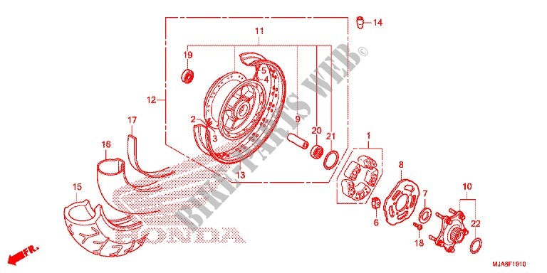 ROUE ARRIERE (VT750C/CA/C2/C2F/C2B) pour Honda SHADOW VT 750 AERO ABS GRAY 2014