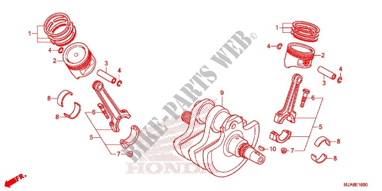 VILEBREQUIN   PISTON pour Honda SHADOW VT 750 AERO ABS GRAY 2014