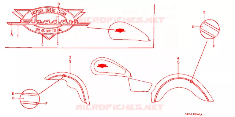 AUTOCOLLANTS Honda MOTO 750 SHADOW 1998  VT750CD2W