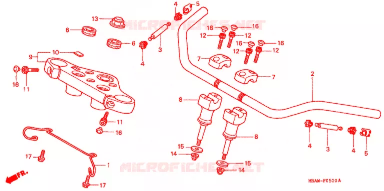 GUIDON - TE DE FOURCHE Honda MOTO 750 SHADOW 1998  VT750CD2W