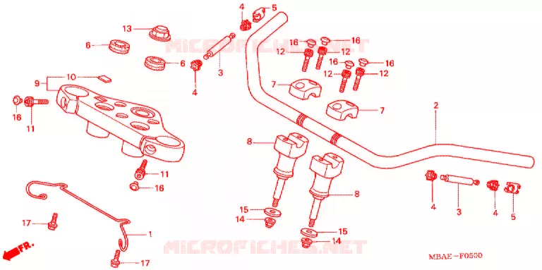 GUIDON - TE DE FOURCHE Honda MOTO 750 SHADOW 2002  VT750CDA2