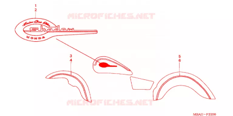 AUTOCOLLANTS (VT750CDA/CDB/CDC) Honda MOTO 750 SHADOW 2002  VT750CDA2