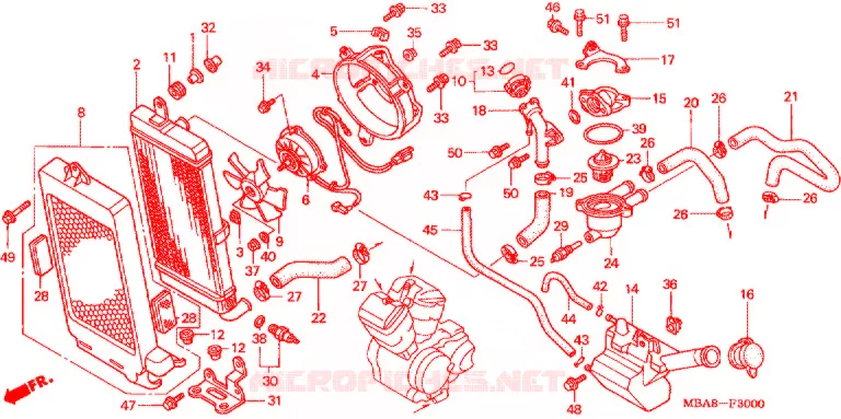 RADIATEUR Honda MOTO 750 SHADOW 2003  VT750CDA3