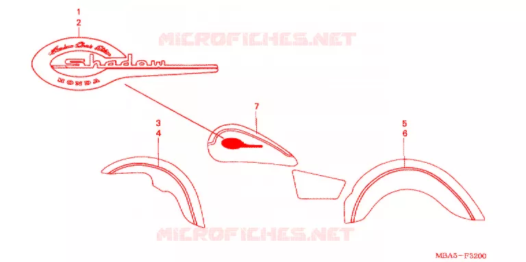 AUTOCOLLANTS (VT750CDA/CDB/CDC) Honda MOTO 750 SHADOW 2003  VT750CDA3