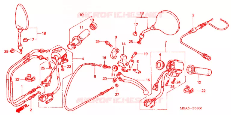 LEVIER DE GUIDON - CABLE - COMMODO Honda MOTO 750 SHADOW 2003  VT750CDA3