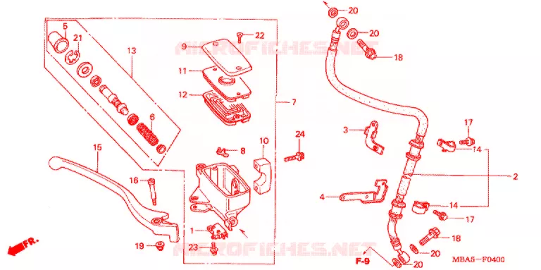 MAITRE CYLINDRE DE FREIN AVANT Honda MOTO 750 SHADOW 2002  VT750CDD2