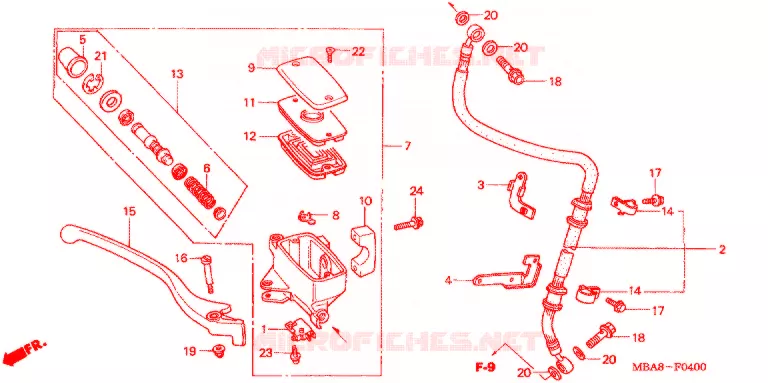 MAITRE CYLINDRE DE FREIN AVANT Honda MOTO 750 SHADOW 2003  VT750CDD3