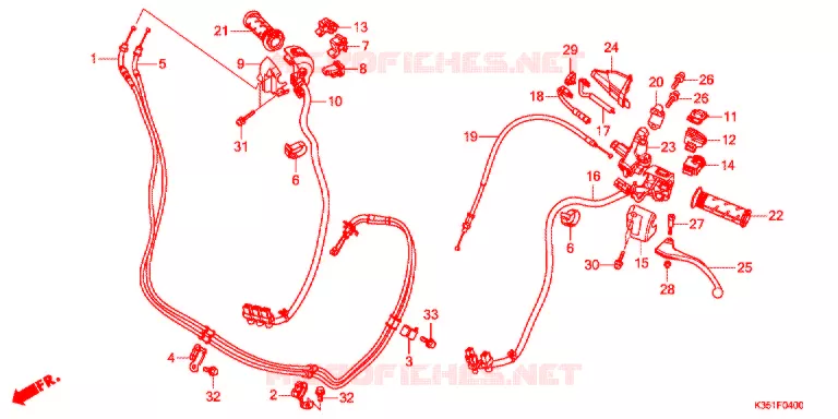LEVIER DE GUIDON - CABLE - COMMODO Honda ATV 500 FOURTRAX 2017  TRX500FM6H
