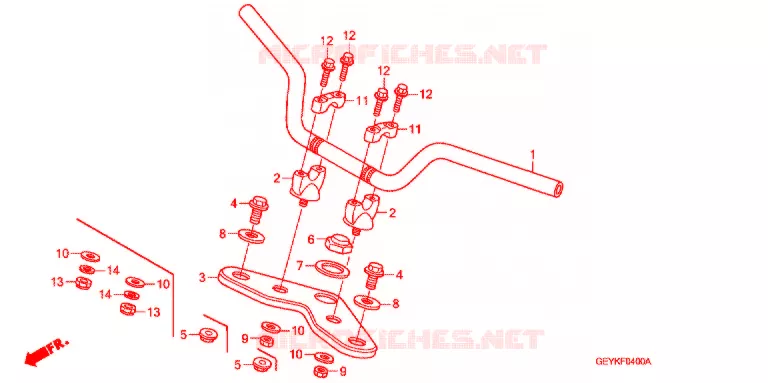 GUIDON - TE DE FOURCHE Honda MOTO 100 APE 2009  XZ1009