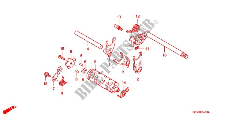 BARILLET   FOURCHETTE DE SELECTION pour Honda APE 100 DELUXE Front brake disk 2014