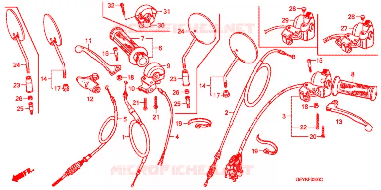 LEVIER DE GUIDON - CABLE - COMMODO Honda MOTO 100 APE 2014  XZ1009_2J