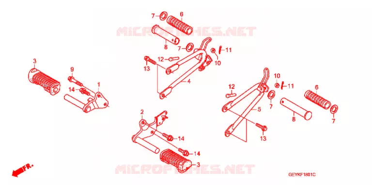REPOSE PIED (XZ100) Honda MOTO 100 APE 2014  XZ1009_2J