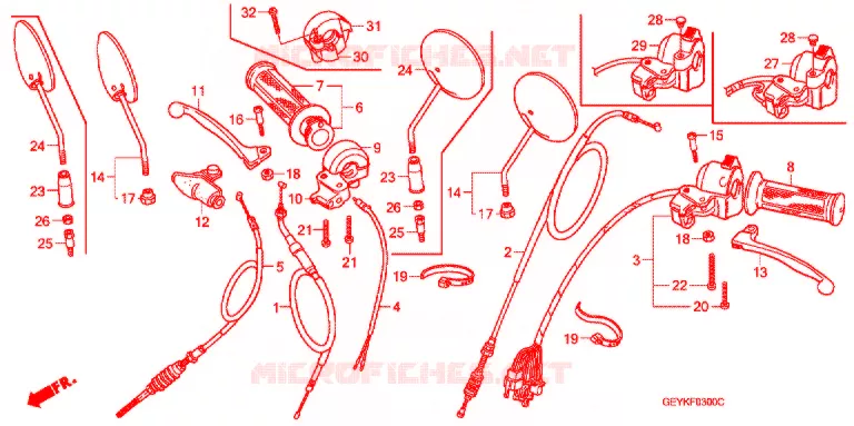 LEVIER DE GUIDON - CABLE - COMMODO Honda MOTO 100 APE 2006  XZ1006
