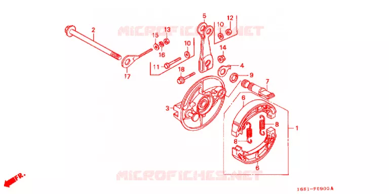 FLASQUE - MACHOIRES DE FREIN ARRIERE Honda MOTO 50 MONKEY 1982  Z50JC_IV_M