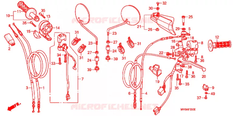 COMMODOS - POIGNEES - CABLES Honda MOTO 650 XR 2005  XR650L5