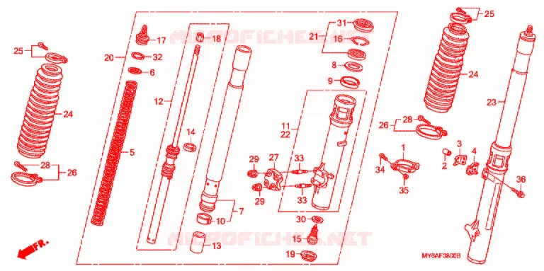 FOURCHE Honda MOTO 650 XR 2005  XR650L5