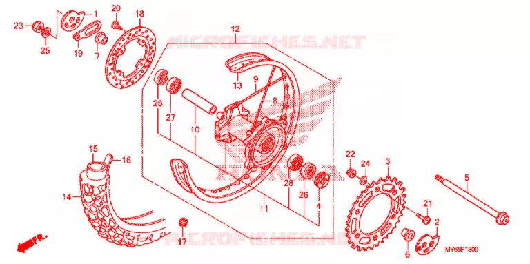 ROUE ARRIERE Honda MOTO 650 XR 2014  XR650LE