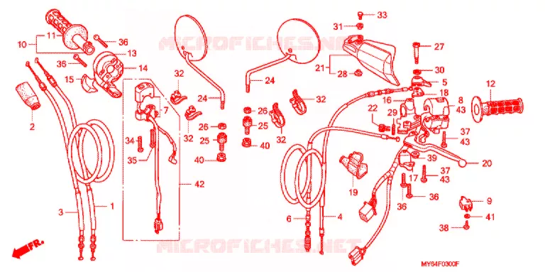 COMMODOS - POIGNEES Honda MOTO 650 XR 1995  XR650LS