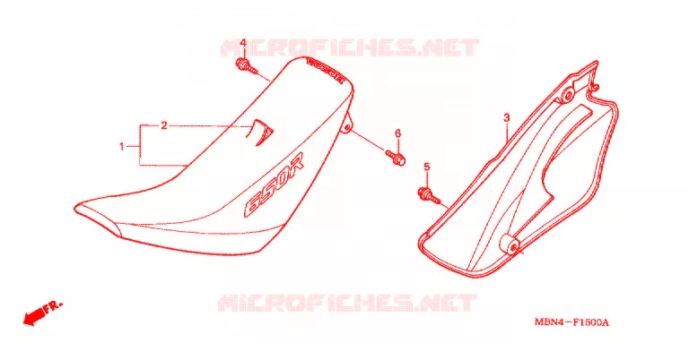 SELLE - COUVERCLE LATERAL DROIT Honda MOTO 650 XR 2002  XR650R2