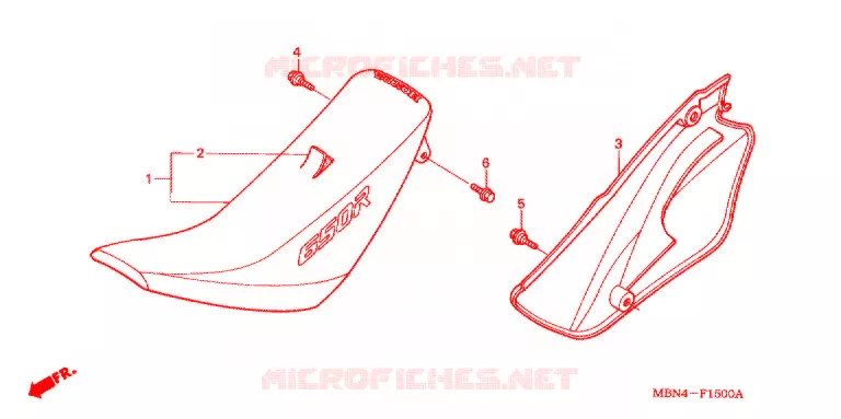 SELLE - COUVERCLE LATERAL DROIT Honda MOTO 650 XR 2000  XR650RY