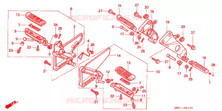 REPOSE PIED Honda MOTO 650 BROS 1990  NT650L_II
