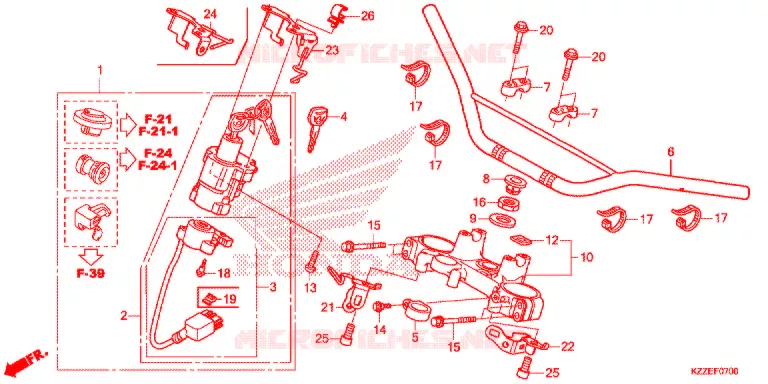 GUIDON - TE DE FOURCHE Honda MOTO 250 CRF 2019  CRF250RLAJ