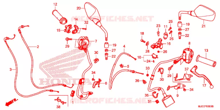 LEVIER DE GUIDON - CABLE - COMMODO Honda MOTO 650 CB 2018  CB650FAJ
