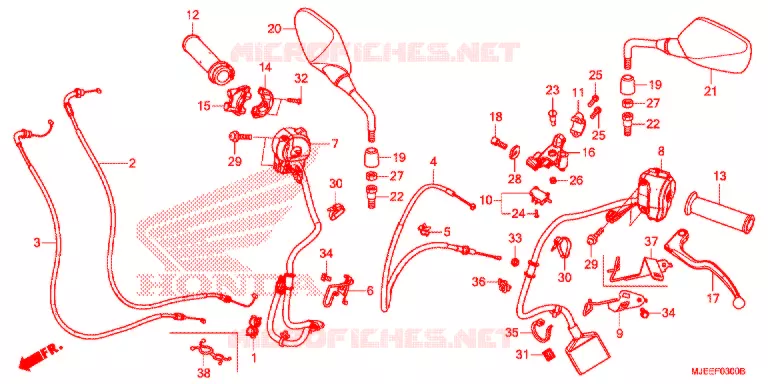LEVIER DE GUIDON - CABLE - COMMODO Honda MOTO 650 CB 2018  CB650FAJ