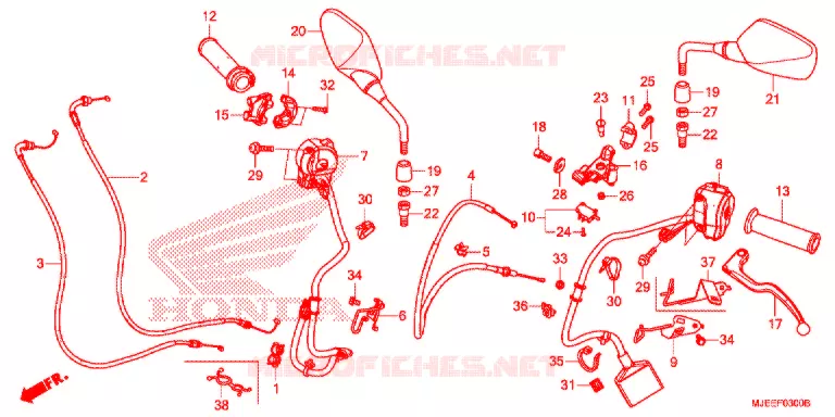 LEVIER DE GUIDON - CABLE - COMMODO Honda MOTO 650 CB 2020  CB650FAJ