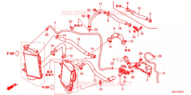 FLEXIBLE DE RADIATEUR Honda MOTO 1000 AFRICA-TWIN 2016  CRF1000AG