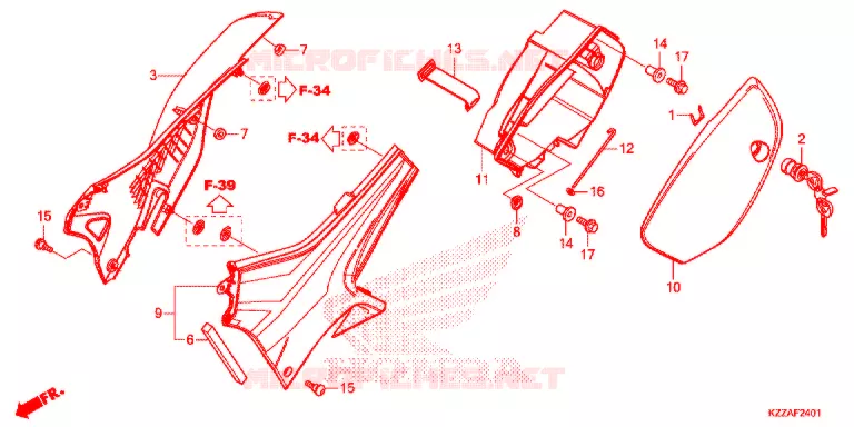 COUVERCLES LATERAUX (CRF250RL/RLA) Honda MOTO 250 CRF 2017  CRF250RLH