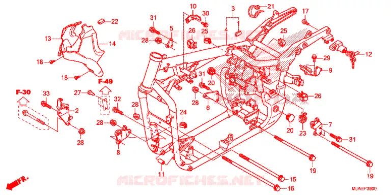 CADRE (VT750CS/C2B/C2S/C) Honda MOTO 750 SHADOW 2018  VT750CSH
