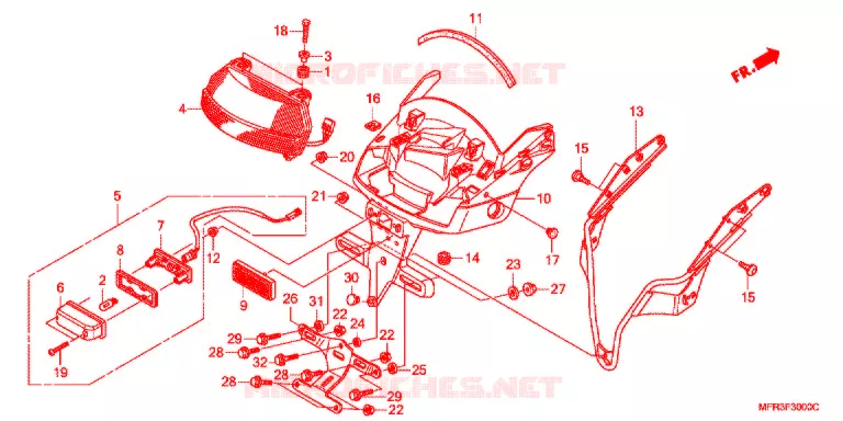 FEU ARRIERE Honda MOTO 1300 VT 2012  VT1300CXAA
