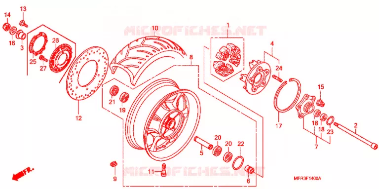 ROUE ARRIERE Honda MOTO 1300 VT 2012  VT1300CXAA