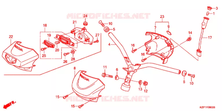 GUIDON - CARENAGE Honda SCOOTER 110 BENLY 2019  MW1101WHJ