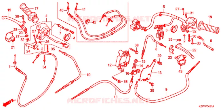 LEVIER DE GUIDON - CABLE - COMMODO (MW1101WHG,1WHJ) Honda SCOOTER 110 BENLY 2019  MW1101WHJ
