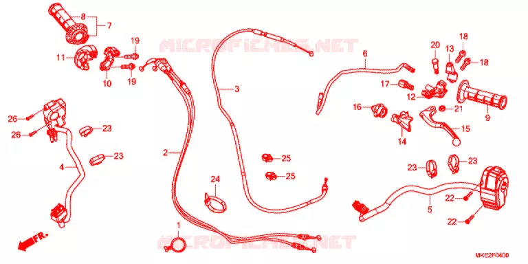 LEVIER DE GUIDON - CABLE - COMMODO Honda MOTO 450 CRF 2019  CRF450LK