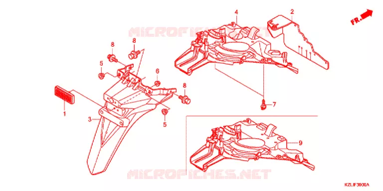 GARDE-BOUE ARRIERE Honda SCOOTER 110 SPACY 2013  NSC110SC