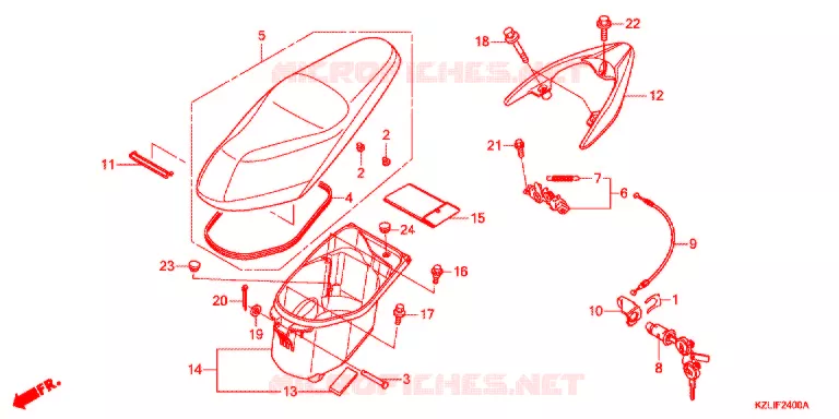 SELLE - COFFRE Honda SCOOTER 110 SPACY 2012  NSC110SC