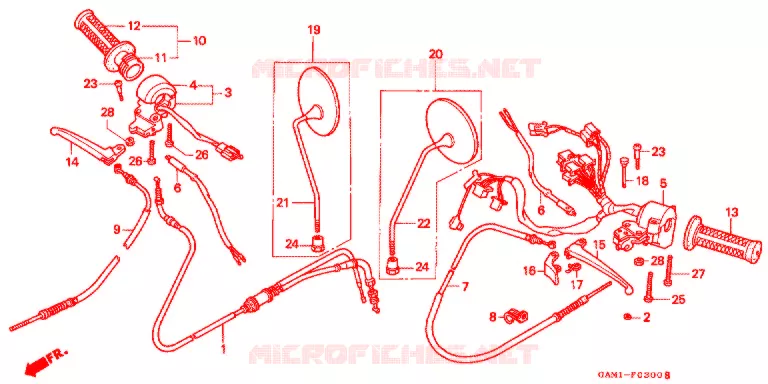 LEVIER DE GUIDON - CABLE - COMMODO Honda SCOOTER 50 GIORNO 1992  SN50N