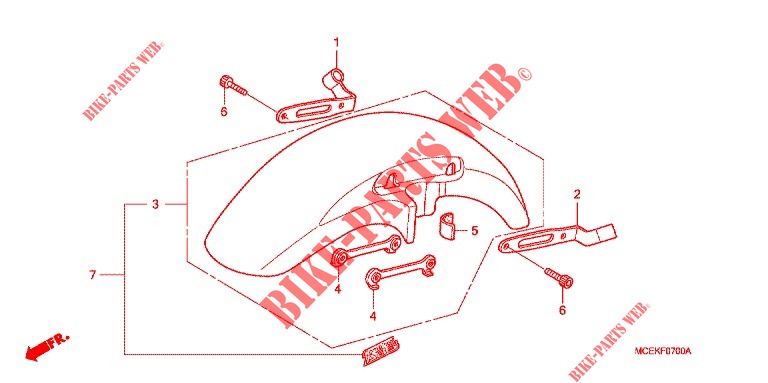 GARDE BOUE AVANT pour Honda CB 400 SUPER BOL D\'OR Solid color with half cowl 2006